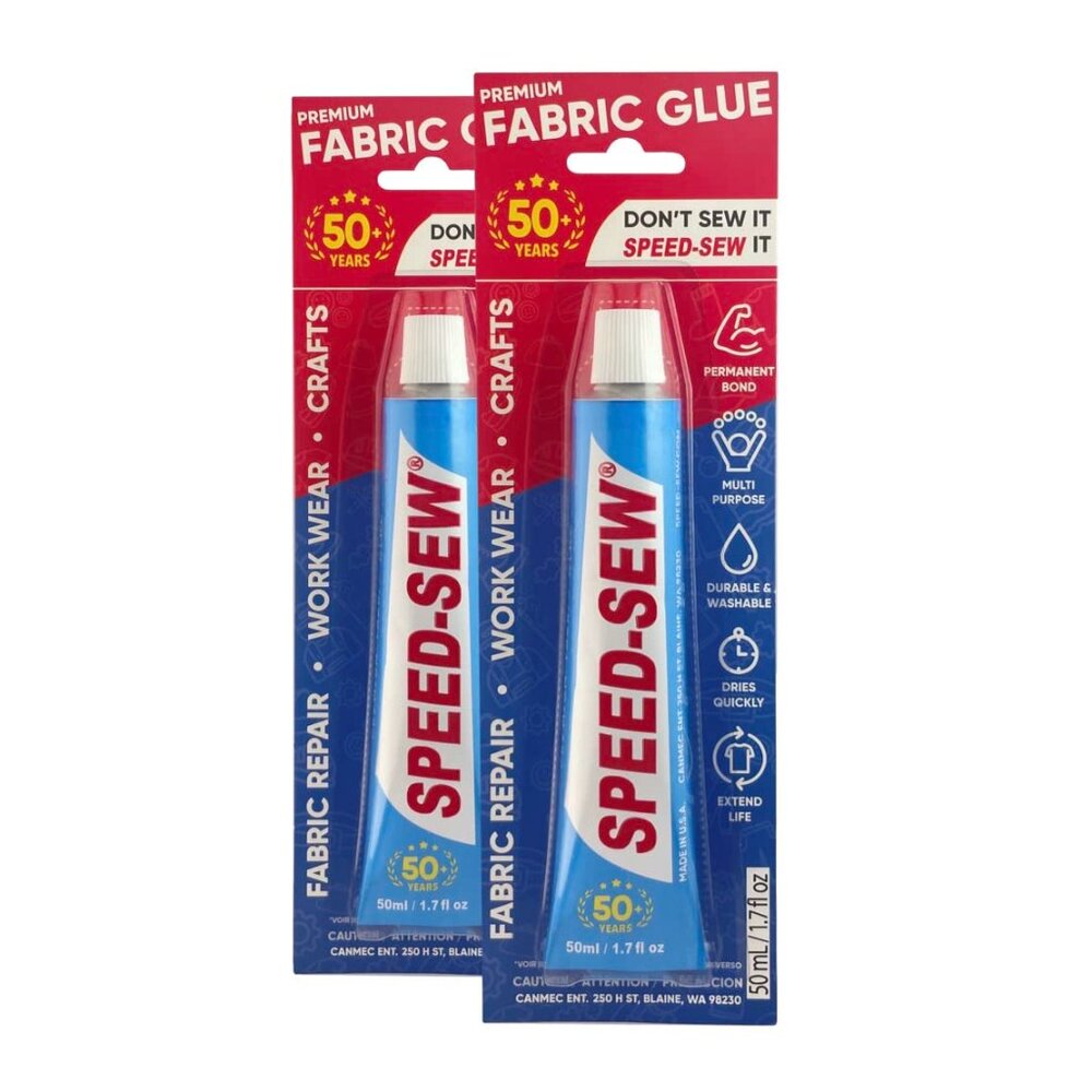 *2 Pack* Speed-Sew No Sew Quick Sew Fabric Glue for Crafts & DIY Clothing Repair